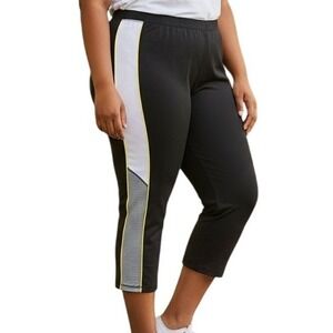 Catherines Active Cropped Pants Black Stripe Trim Capri Leggings Plus 3X NWTs‎